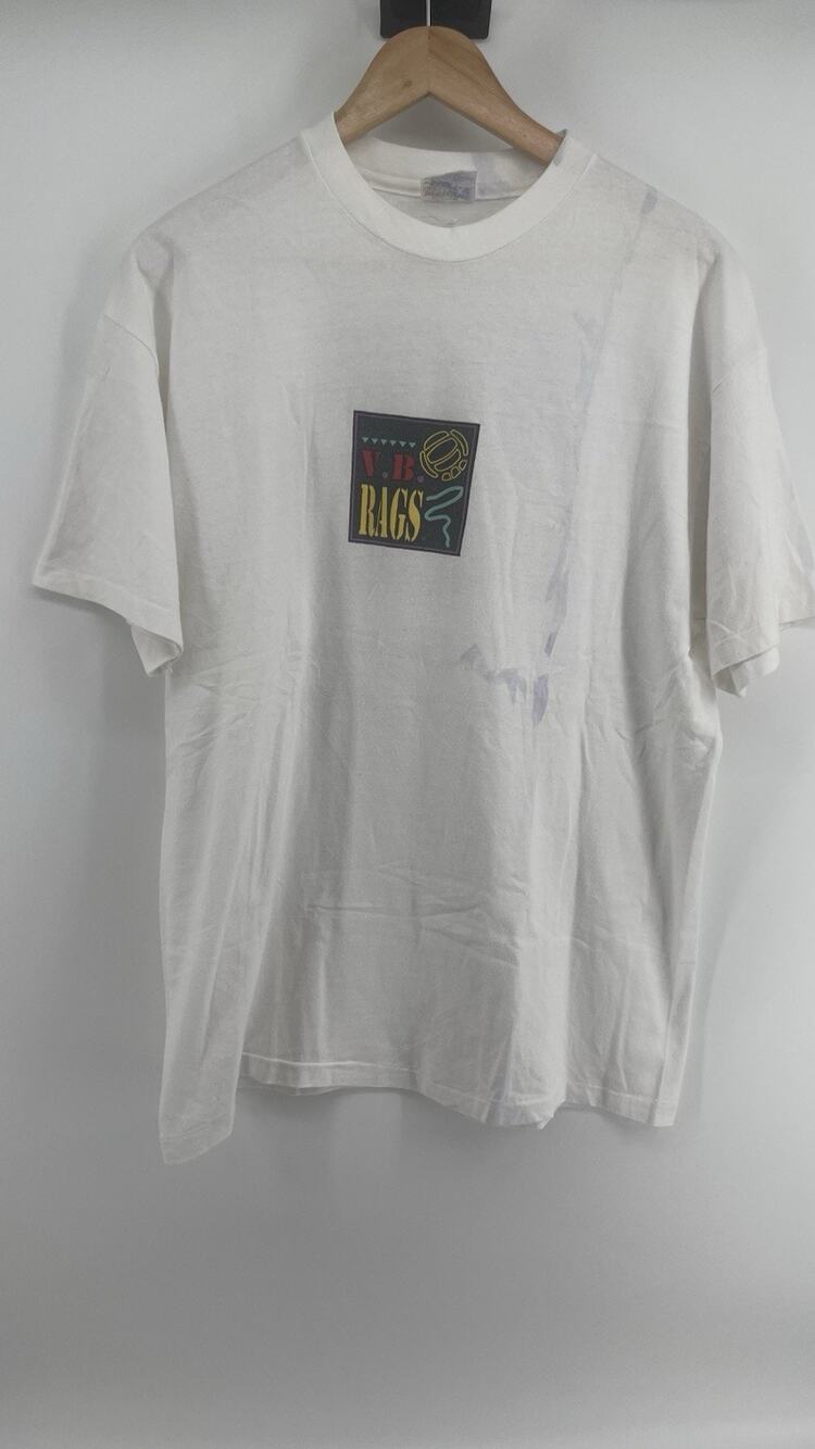 Vintage 90s V.B. Rags From The Caribbean T-Shirt White Single Stitch